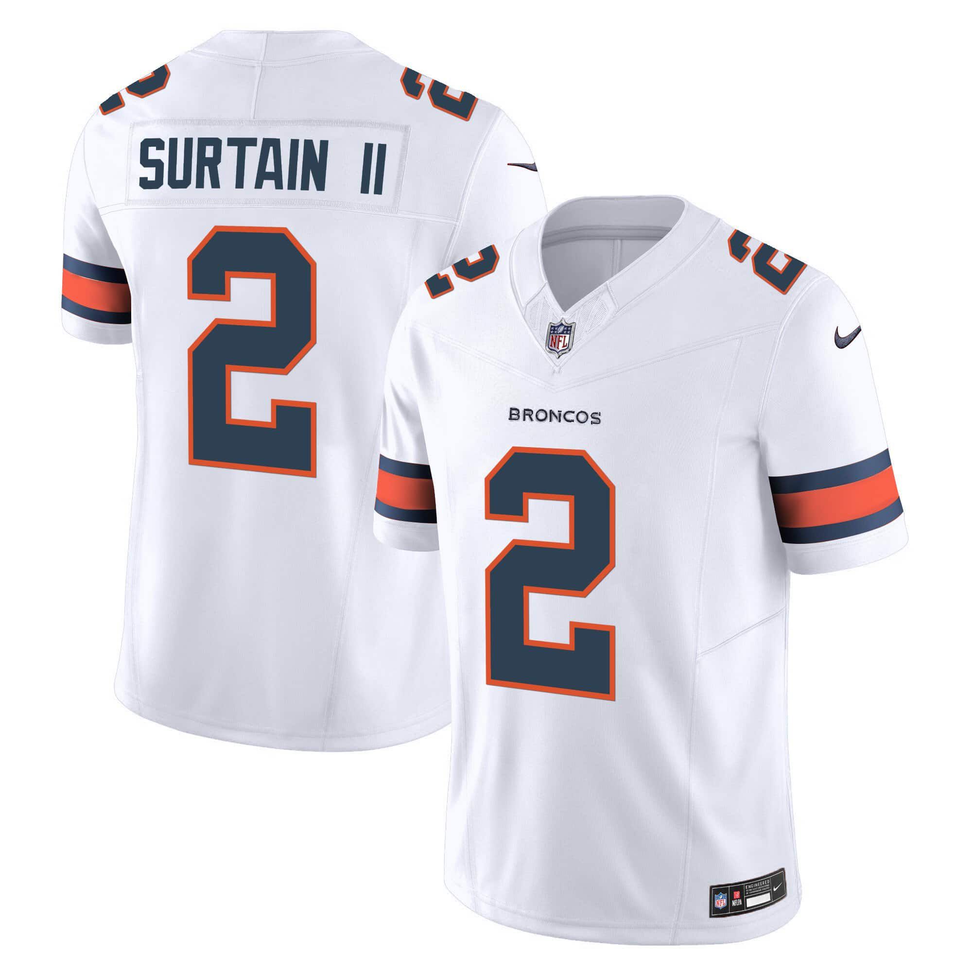 Men Denver Broncos #2 Surtain ii White 2024 Nike Vapor Limited NFL Jersey style 1->indianapolis colts->NFL Jersey